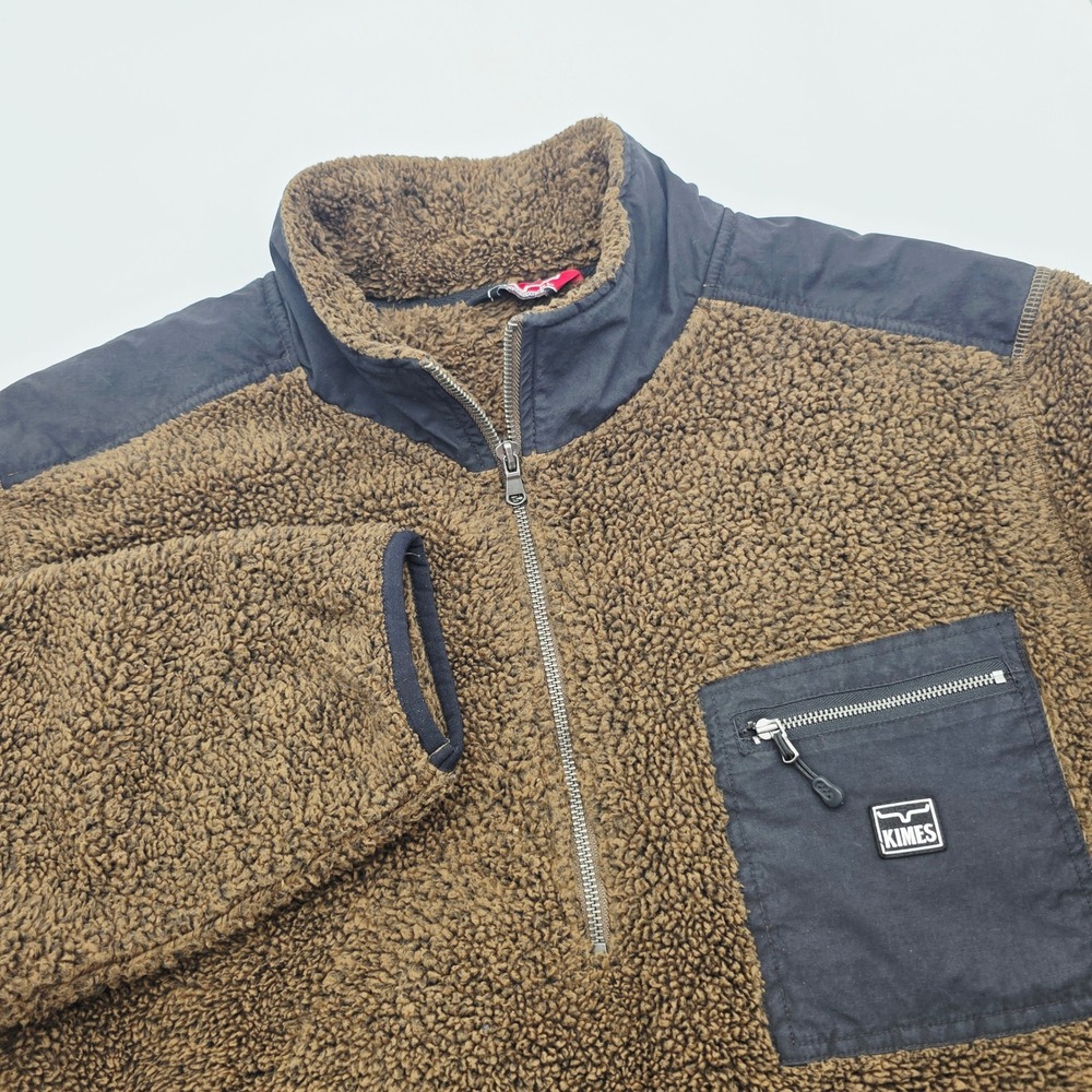 Kimes Ranch Performance Mens XL Brown Sherpa Fleece 1/2 Zip Pullover Jacket